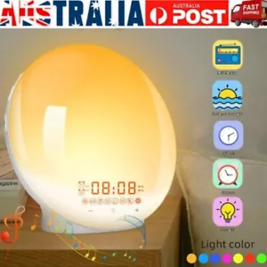 LED Wake up Light Sunrise Alarm Clock FM Radio Sleep Aid Sounds RGB Night Lamp - Picture 1 of 12