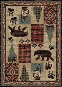 Cypress Creek Area Rug Runner Lodge Bear Cabin Red *FREE SHIPPING* - Picture 1 of 2