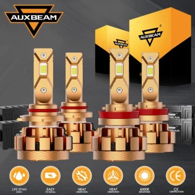 AUXBEAM 9005+H11 Combo LED Headlight High Low Beam 18000LM 6000K+CANBUS Bright - Image 1 of 4
