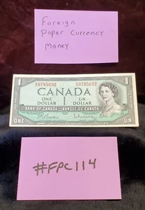VINTAGE ONE DOLLAR 1954 CANADA 1 DOLLAR NOTE SERIAL NUMBER K/Z0785692 #FPC114 - Picture 1 of 2