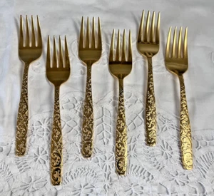 Tenedores de ensalada/postre American Golden Heritage 6 piezas cubiertos Golden Scroll - 6" - Imagen 1 de 10