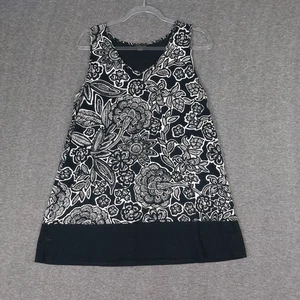 J. JILL WEAREVER COLLECTION DAMEN SCHWARZ WEISS GEBLÜMT TUNIKA TANK TOP GRÖSSE SMALL - Bild 1 von 7