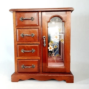 Portagioie vintage Gunther Mele Amoire Sedona legno rosso vetro colorato floreale - Foto 1 di 15