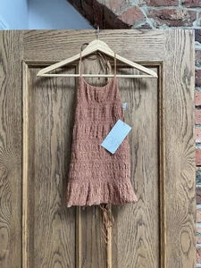 Zara Textured Halter neck Top Brown Size S 6 8 Bnwt - Picture 1 of 5