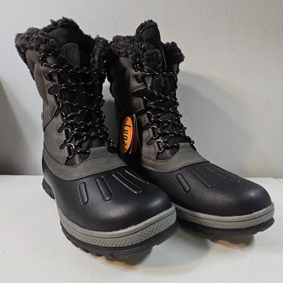 Lugz Мужская Anorak водонепроницаемый зимние ботинки черный серый шнурует вверх меха с подкладкой размер 9 - Изображение 1 из 4