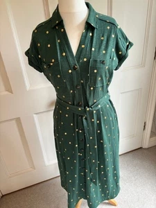 Ladies Boden dress, green with gold polka dots, size 12 - Picture 1 of 4