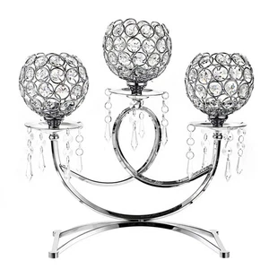 3 Arms Crystal Candle Holders Bowls Tealight Candelabras Candlestick Candle S... - Foto 1 di 7