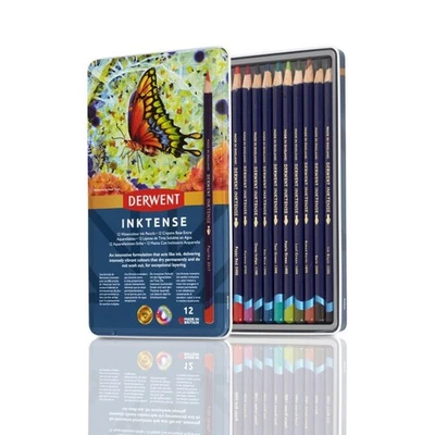 Drawing Pencils, Inktense, 4mm Core, Metal Tin, Watercolor, 12 Coun - Image 1 of 4