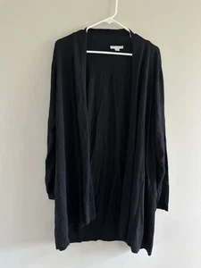 Susan Graver Cardigan Women's Size 3x Basic Black Long Sleeve - Picture 1 of 4