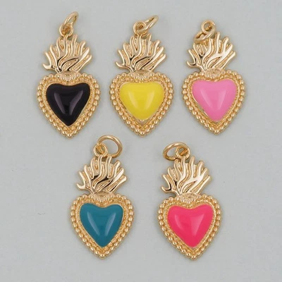 Collar Colgante Corazón Sagrado Lleno de Oro 18K para Hágalo Usted Mismo Suministro para Hacer Joyas Foto 1 de 4