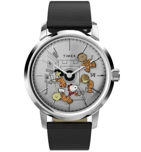 Timex x Peanuts Space Collection Automatic Leather Strap Men's Watch TW2W87200 - Picture 1 of 3