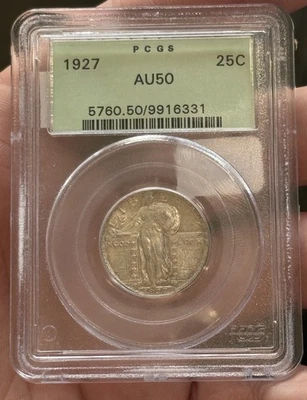 1927 Standing Liberty Quarter - 25c PCGS AU50 - PCGS Gold Shield #2330 - Image 1 of 4