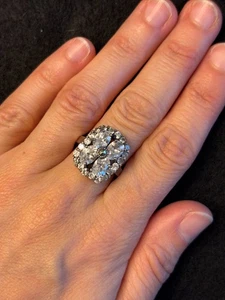 SCHÖNER VINTAGE LUXUS STERLING 925 CZ MARKASIT GLAM COCKTAIL RING *6,4 gm* - Bild 1 von 8