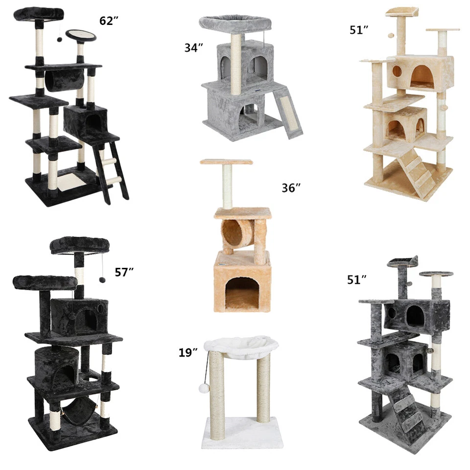 SEGAWE Multiple Sizes Cat Tree Tower Condo Furniture Scratch Post Tree Kitty Play House