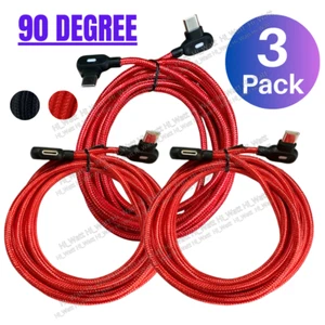 3Pcs 90 Degree Right Angle Type C Fast Charger Cable 60W 6Ft PD Cord For Samsung - Picture 1 of 11