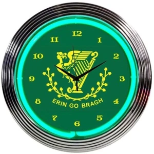 Neonetics 8IRISH Irish Erin Go Bragh 15 Inches Neon Clock - Picture 1 of 1