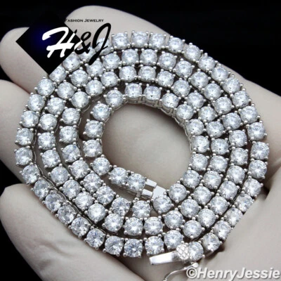 COLLAR TENIS 18"-30" HOMBRE PLATA ESTERLINA 925 SÓLIDA 4MM ICY BLING CIRCONITA 1 FILA*SN10 Foto 1 de 4