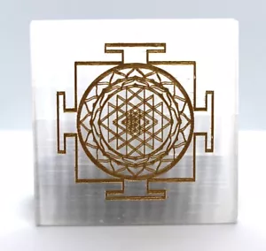 Selenite crystal, Sri Yantra charging plate Crystal empowerment Sacred Geormetry - Picture 1 of 5