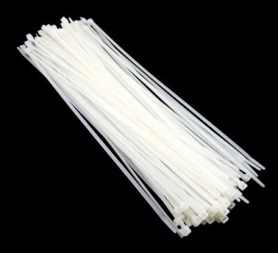 BOWERS TOOL CO. Zip Cable Ties 14" 50lbs 100pc Natural White Made in USA Nylon Wire Tie Wraps