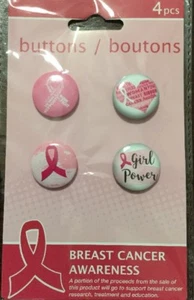 4 Pink Ribbon Girl Power Women Health Heart Breast Cancer Lapel Hat Pin Set NEW - Picture 1 of 3