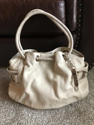Bolso de mano de cuero blanco marfil Cole Haan B24882 asas trenzadas Foto 1 de 4
