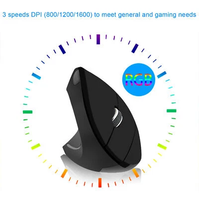 Wireless Mouse Ergonmic Left Hand Optical Vertical Rechargeable Computer Ext Hot - Image 1 of 4