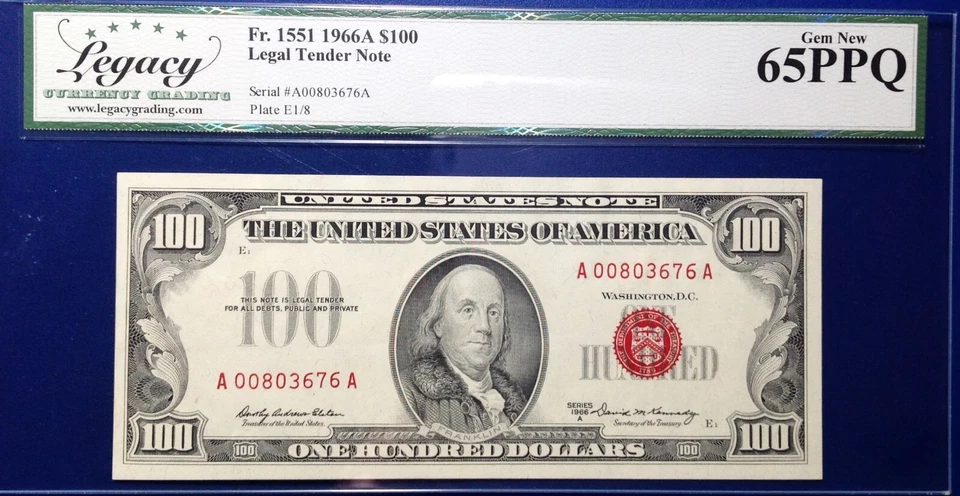1966A $100 Legal Tender Note Fr-1551 Legacy65 PPQ Gem - Image 1 of 2