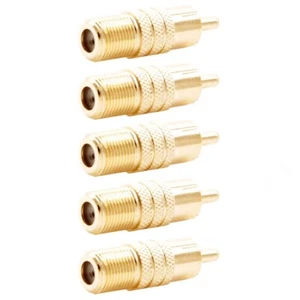 5x wtyczka RCA na gniazdo typu F koncentryczny adapter wideo złącze konwerter złoty - Zdjęcie 1 z 4