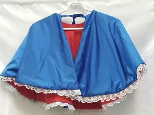 Girls Handmade Little Red Riding Hood Reversable Red & Blue Cape - Picture 1 of 2