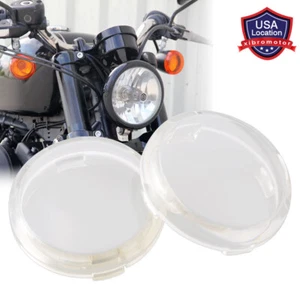 Pair Clear Turn Signal Lights Lamp Lens Cover Cap For Harley Electra Glide 04-15 - Picture 1 of 12