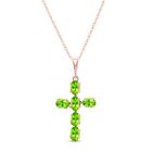 14K. SOLID GOLD CROSS WITH NATURAL PERIDOTS