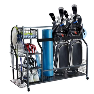 Uimoso Golf Storage Garage Organizer 3 Golf Bag Stand Holder Club Rack Ball Cart - Picture 1 of 12