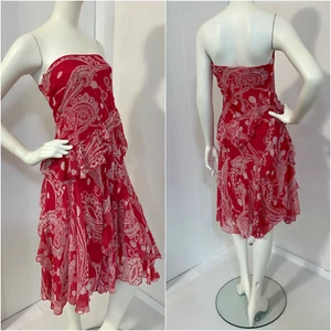 MISS ANNE 90s Y2k HOT PINK white CHIFFON strapless DRESS 10 or MAXI tier SKIRT - Picture 1 of 14