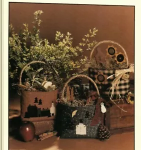 Country Baggage Cloth Bags Sewing Pattern Primitive Folk Art Snowman Sunflower - Picture 1 of 2