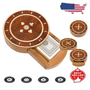Luxury 2-Track Wooden Cribbage Board - Padauk & Maple with Storage Compartment - Picture 1 of 7