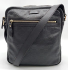 Authentic  Gucci 201448 Zipper shoulder GD stripe black Shoulder Bag RS030016