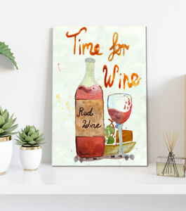 Time for wine, Watercolour illustration, mounted canvas or print only