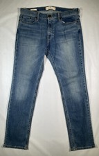 Hollister Jeans Mens W 33 L 32 Skinny Fit Epic Flex Stretch Zip Blue Denim
