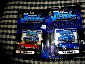LOT OF 2 MUSCLE MACHINES 1:64 SCALE NEW IN PKGS ('66 MUSTANG & "40 WILLY'S ) - Picture 1 of 4