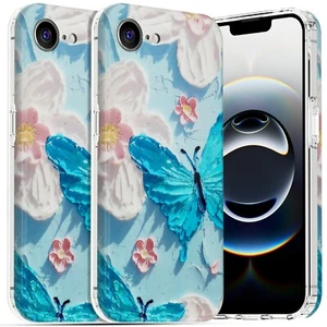 For iPhone 16e Case Hybrid Shockproof Protective Flower/Butterfly Pattern Cover - Picture 1 of 19