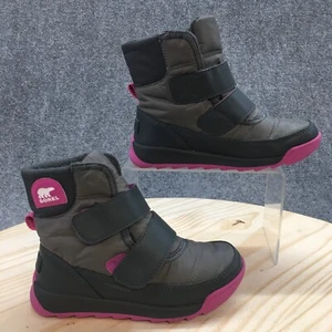 Sorel Winter Boots Child 12 Gray Whitney II Waterproof Strap Casual Comfort - Picture 1 of 14