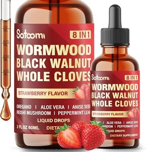 SATOOMI 8in1 Wormwood Liquid Drops with Black Walnut, Whole Cloves and 5 More - Picture 1 of 7