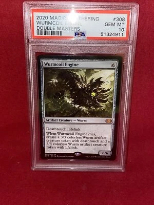 PSA 10 Pop 1 Gem 2020 MTG DOUBLE MASTERS WURMCOIL ENGINE #308 MYTHIC RARE! - Image 1 of 3