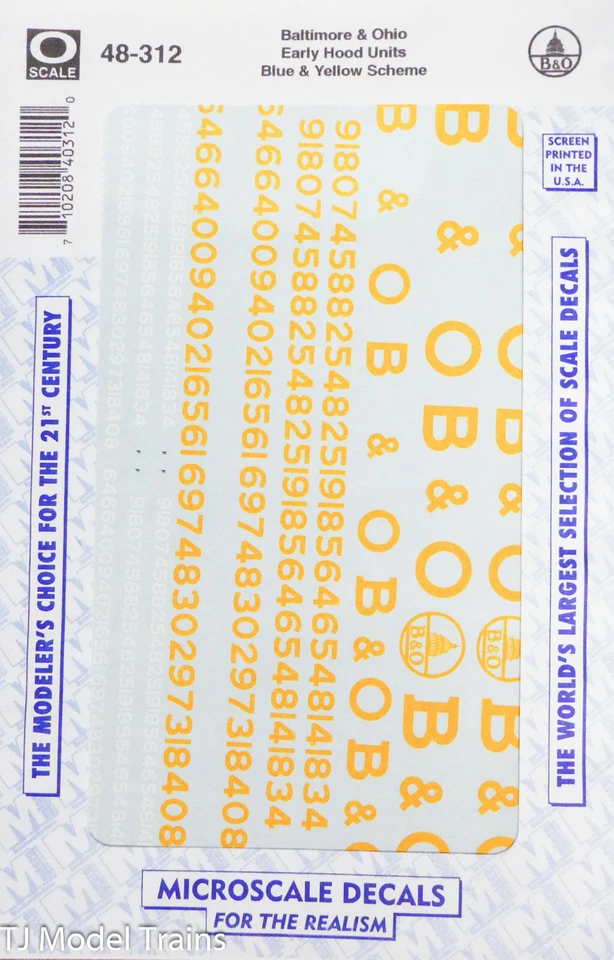 Microscale Decal #48-312 Baltimore & Ohio / Chesapeake & Ohio Diesels (1965-1972 - Image 1 of 1