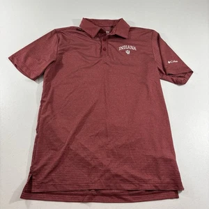 Indiana Hoosiers Columbia Golf Polo Shirt Striped Crimson Red Sz S Polyester - Picture 1 of 7