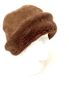 Coldwater Creek Faux Suede/Fur Brown Winter Hat One Size Preppy Casual Preowned - Picture 1 of 6