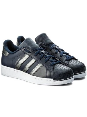 ADIDAS SUPERSTAR LACE UNISEX MEN SZ 5 = WOMEN SZ 6.5 SHOES BLUE/GREY/WHITE NEW - Image 1 of 4