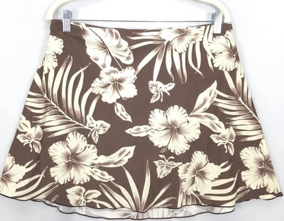 Falda de baño floral hawaiana para mujer 16 marrón beige hibisco calzoncillos incorporados playa Foto 1 de 4