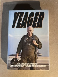 YEAGER by Chuck Yeager 1985 Bantam SIGNED hardcover HCDJ AVIATION LEGEND - Picture 1 of 6