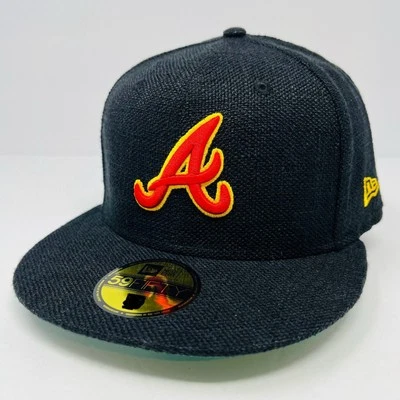 New Era 59Fifty Atlanta Braves Hemp Black Red Yellow Mens Fitted Hat Size 7 1/8 - Image 1 of 4